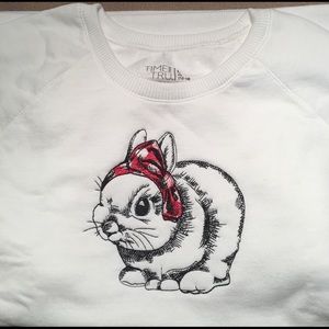 Embroidered bunny sweatshirt.